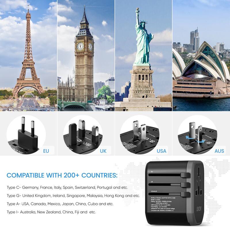 LENCENT Global Socket Japan US UK EU Plug Adaptor Universal Travel ...
