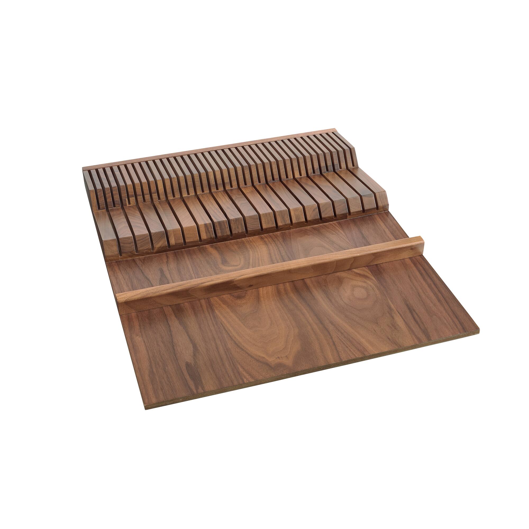 Front. Rev-A-Shelf - Rev-A-Shelf Trim-to-Fit Knife Block Drawer Insert Organizer, Walnut, 4WDKB-WN-1.