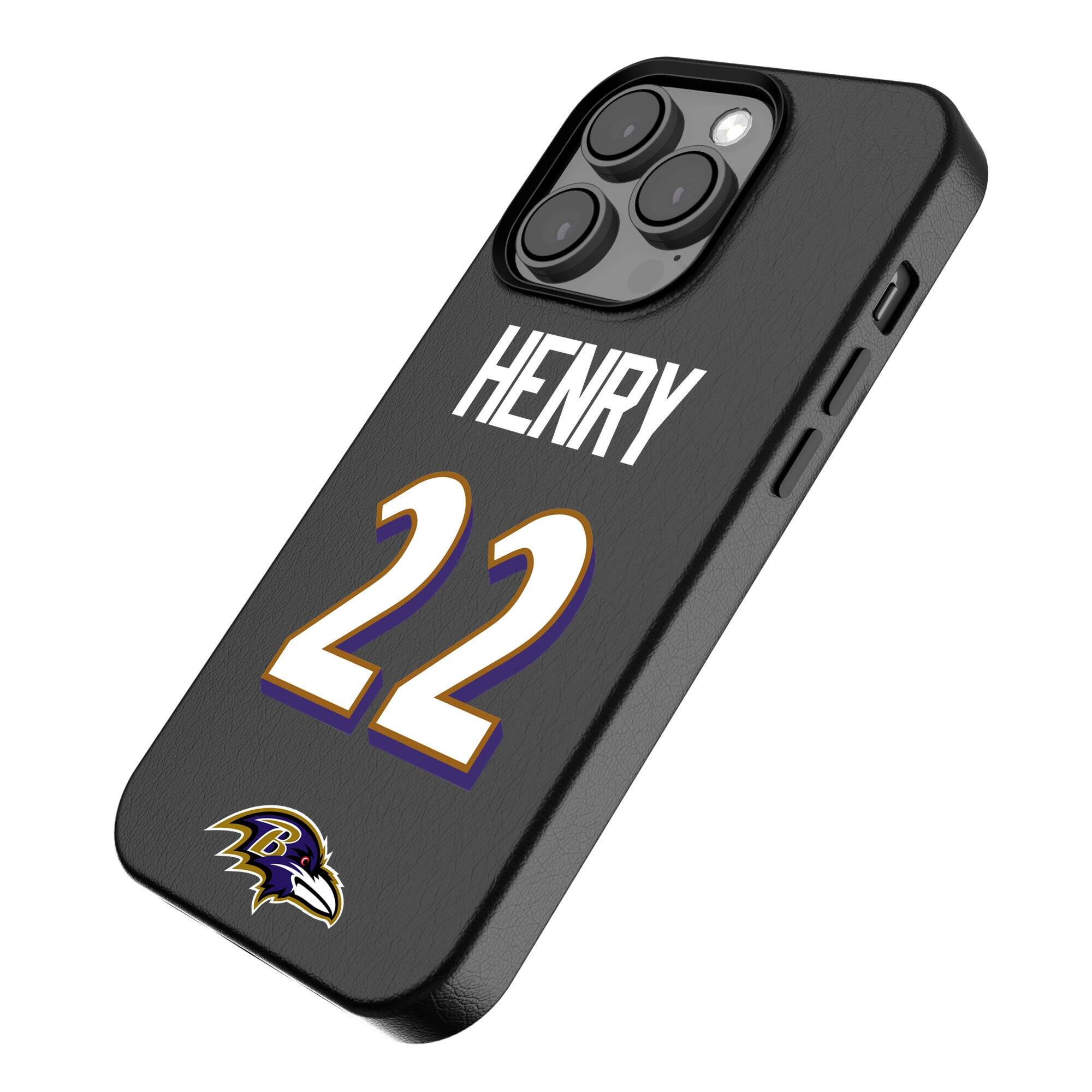 Alt View 1. Keyscaper - Derrick Henry-Black Baltimore Ravens iPhone Magnetic Bump Case - 16 Plus - Black.