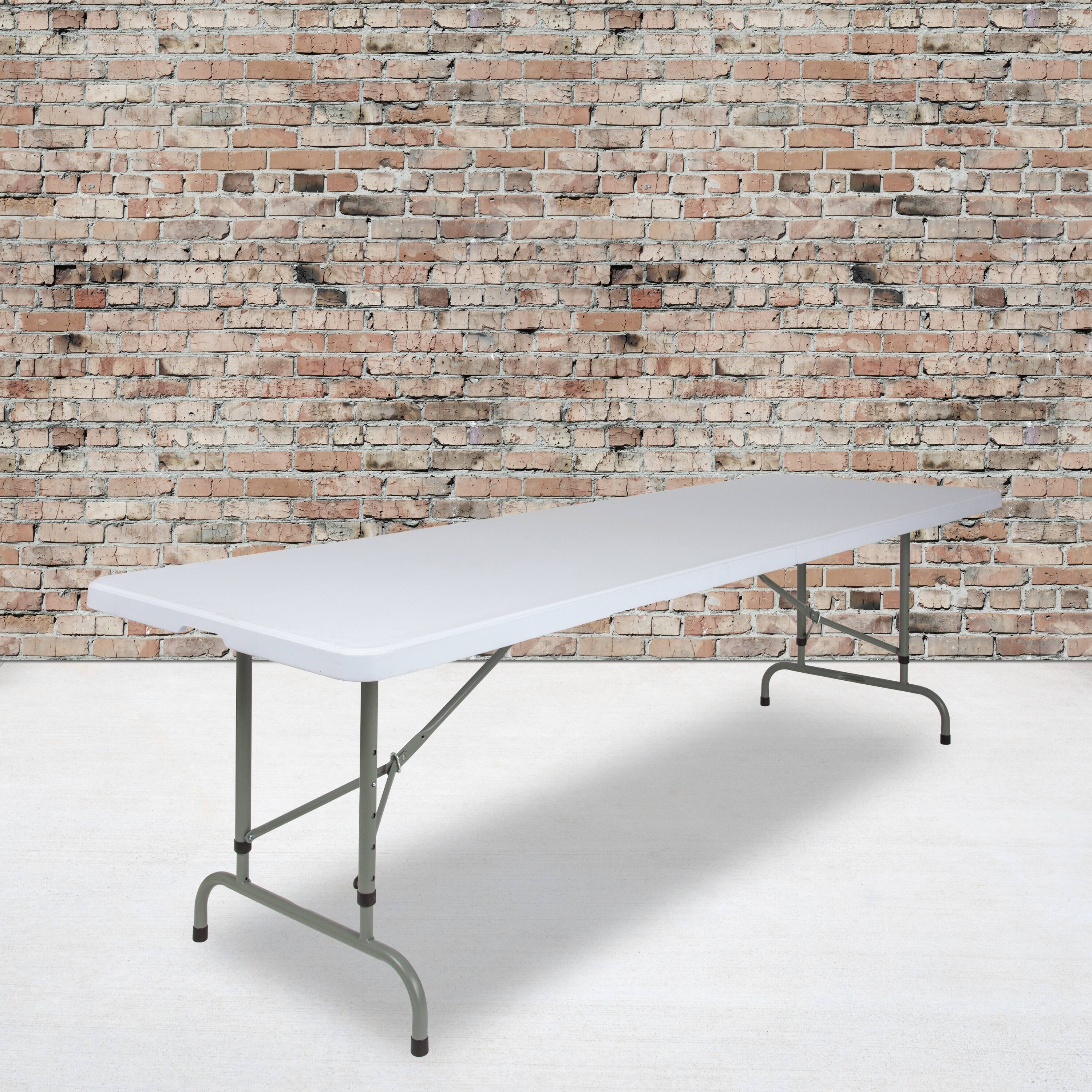 Angle. Flash Furniture - Kathryn 8-Foot Height Adjustable Granite White Plastic Folding Table - White.