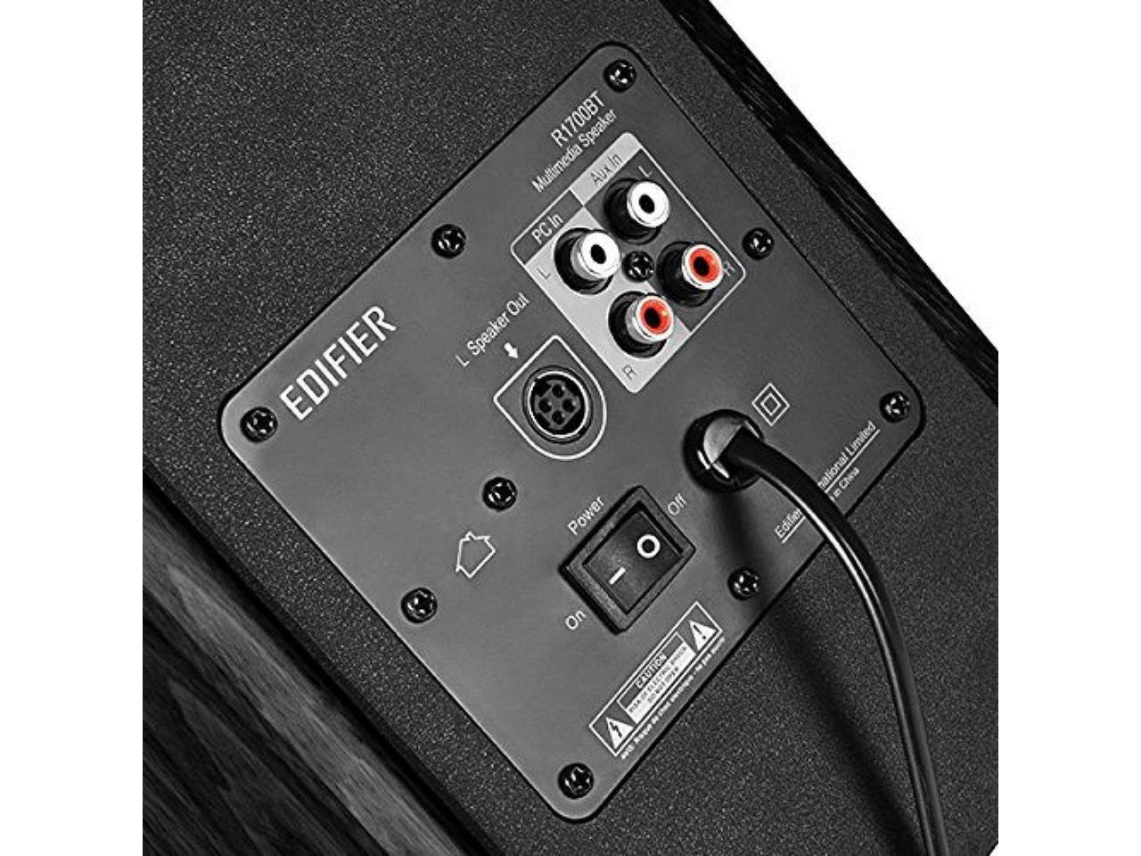 EDIFIER R1700BT R Speaker Multimedia Aux in PC Out L Speaker Power Off On CAUTION i Limited - national Chisa