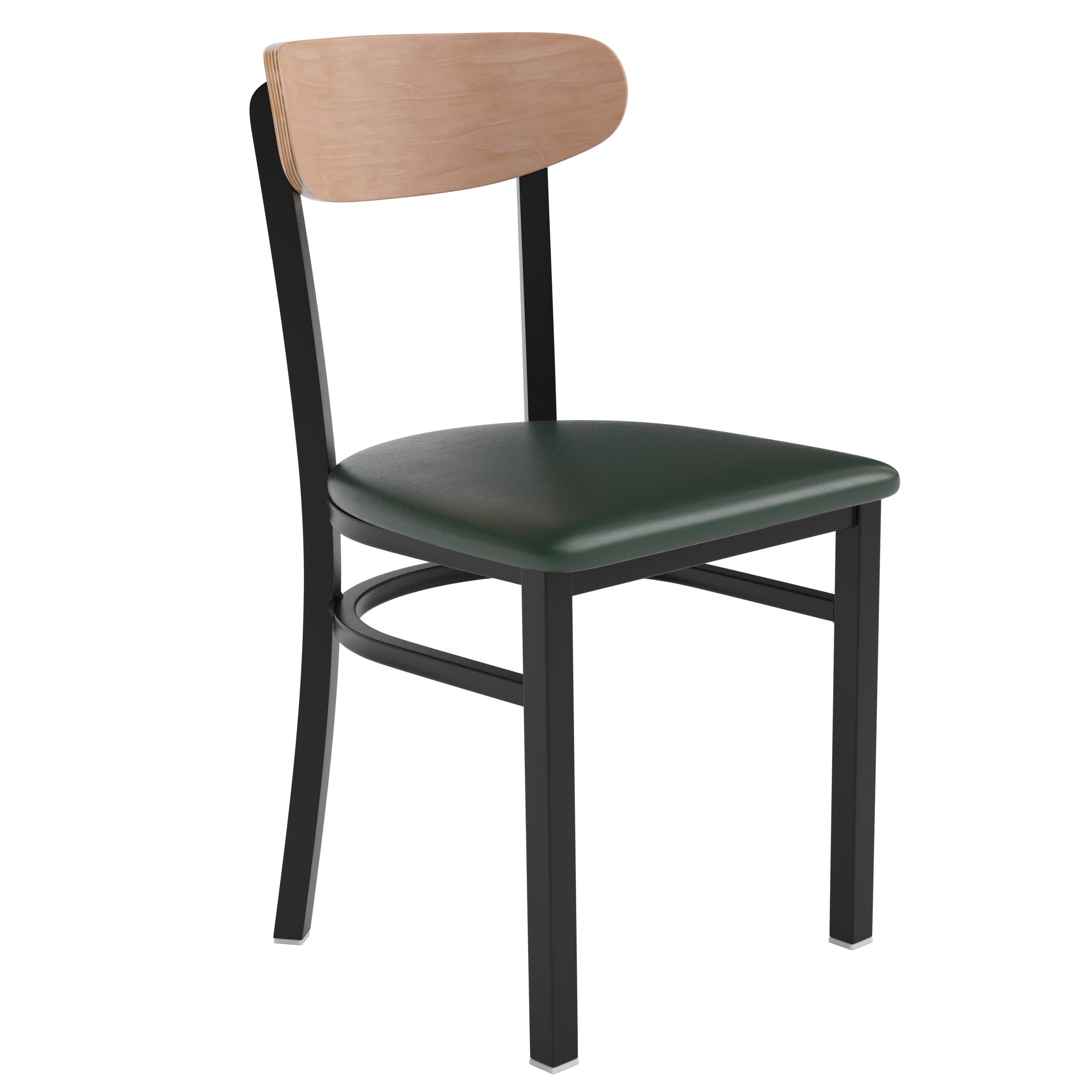Natural Birch Wood Back/Green Vinyl Seat
