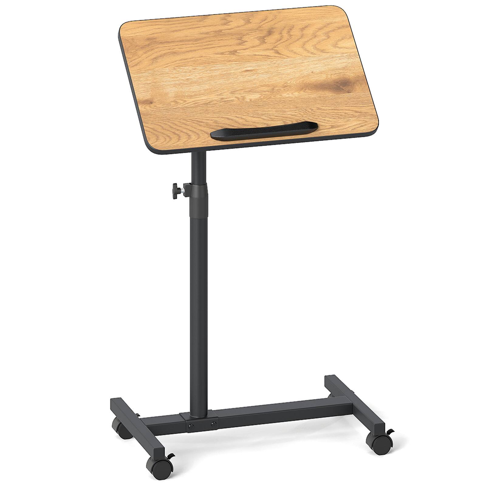 Front. Gymax - Gymax C-Shaped End Table Height Adjustable Side Table w/ Tilting Top - Natural.