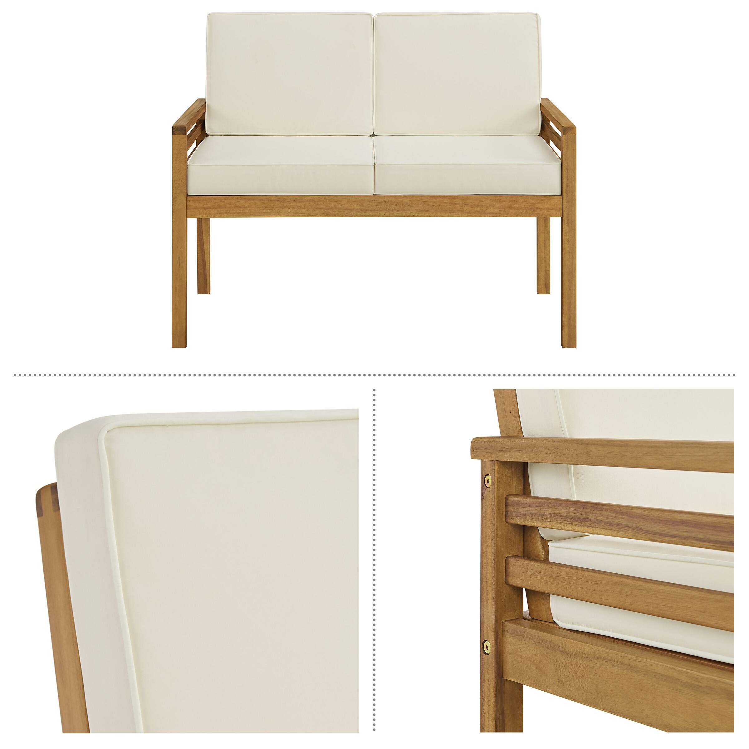 Alt View 2. Alaterre Furniture - Okemo Acacia Wood Outdoor Couch - Wood with Cream.