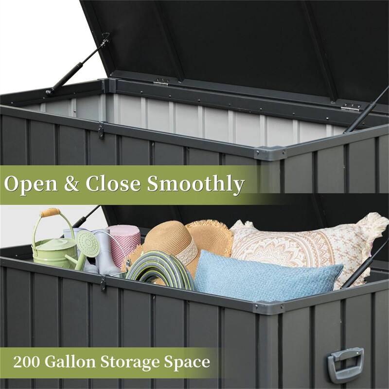 Open & Close Smoothly  
200 Gallon Storage Space
