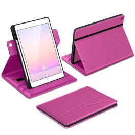 DTTO - Case for iPad 9th / 8th / 7th Generation 10.2-Inch – 360° Rotating Premium Leather Folio Stand Cover with Pencil Holder - Rose Red
