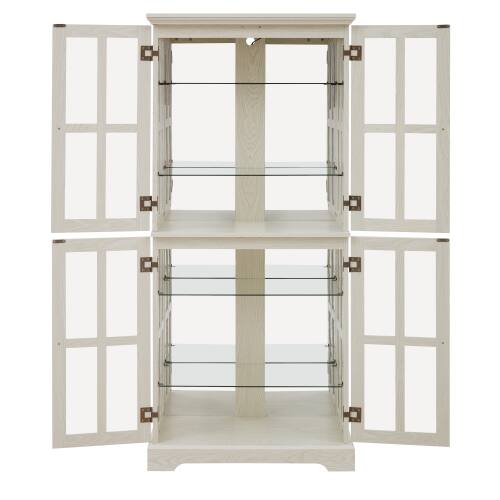 Alt View 7. LUCKY ONE - Freestanding Curio Display Cabinet with Glass Doors Adjustable Shelves E26 Bulb Included for Collectibles - White.