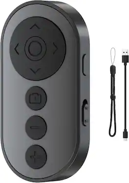ACJPR - Wireless Camera Remote – Zoom/Camera Switch, Bluetooth, Rechargeable, iOS/Android