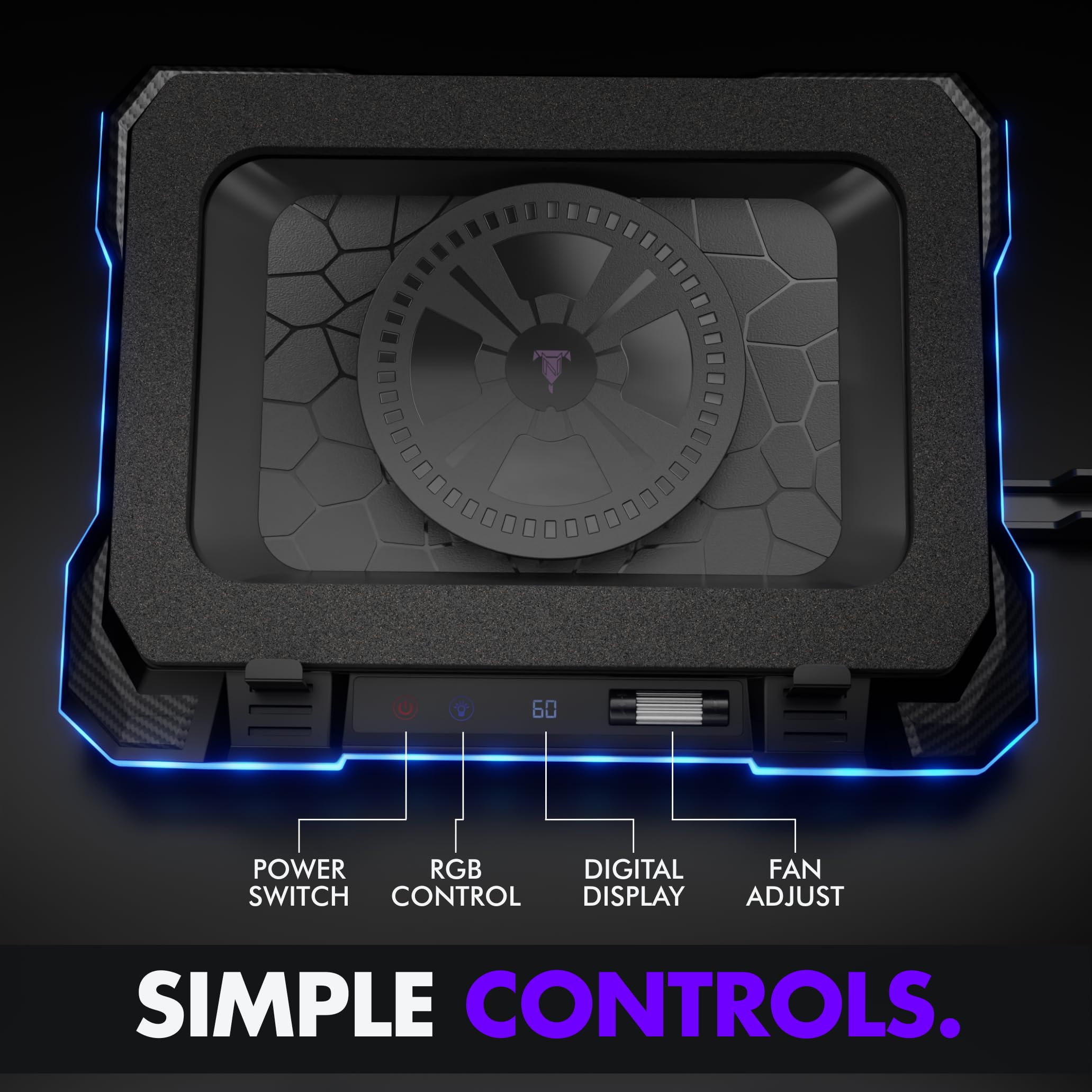 60 POWER RGB DIGITAL FAN SWITCH CONTROL DISPLAY ADJUST SIMPLE CONTROLS.