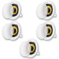 Front. Acoustic Audio by Goldwood - HD-5 in Ceiling Speakers Home Theater Surround Sound 5 Speaker Set - Paintable White.
