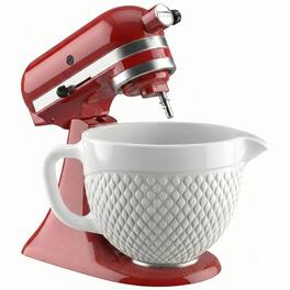 Gvode - 5 Quart Pineapple Ceramic Mixing Bowl with Handle for KitchenAid Tilt-Head Stand Mixers - White