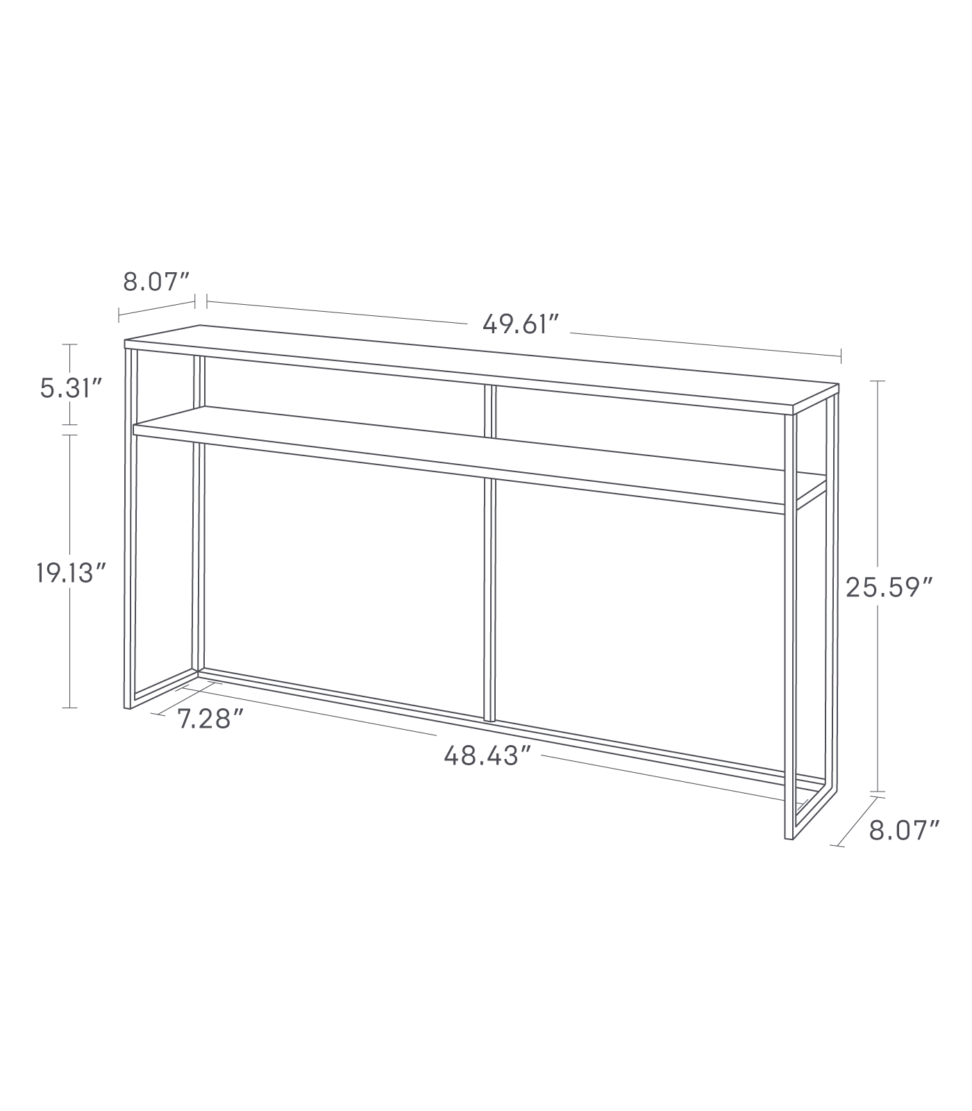 Alt View 2. Yamazaki Home - Long Console Table (26" H)  - Steel - White.