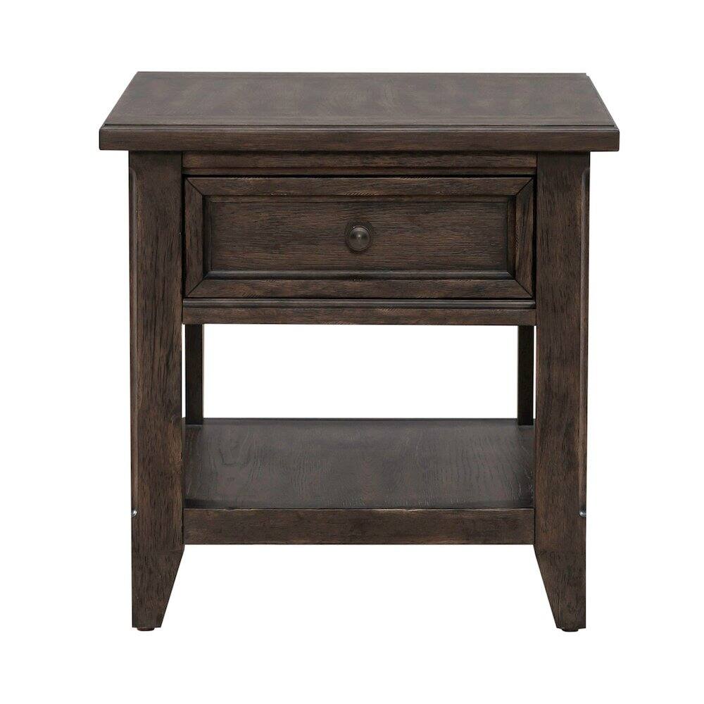 Alt View 1. Liberty Furniture Industries - Rectangular End Table Traditional - Storage Drawer - Saddle Brown Oak Wood - Saddle Brown.