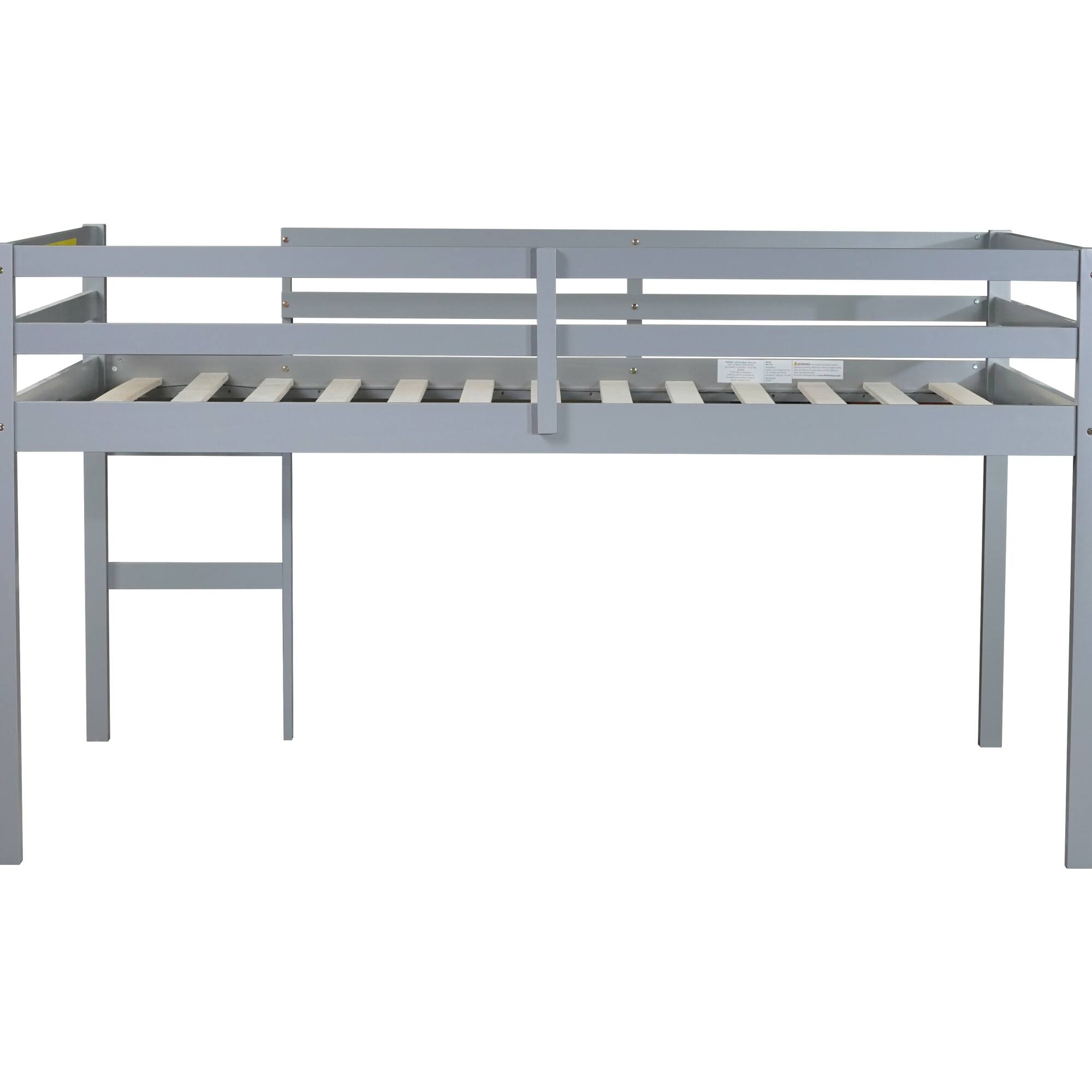 Back. GOODSILO - Premium Full-Size Loft Bed with Ladder Designed for Space Optimization and Stylish Comfort - Grey.