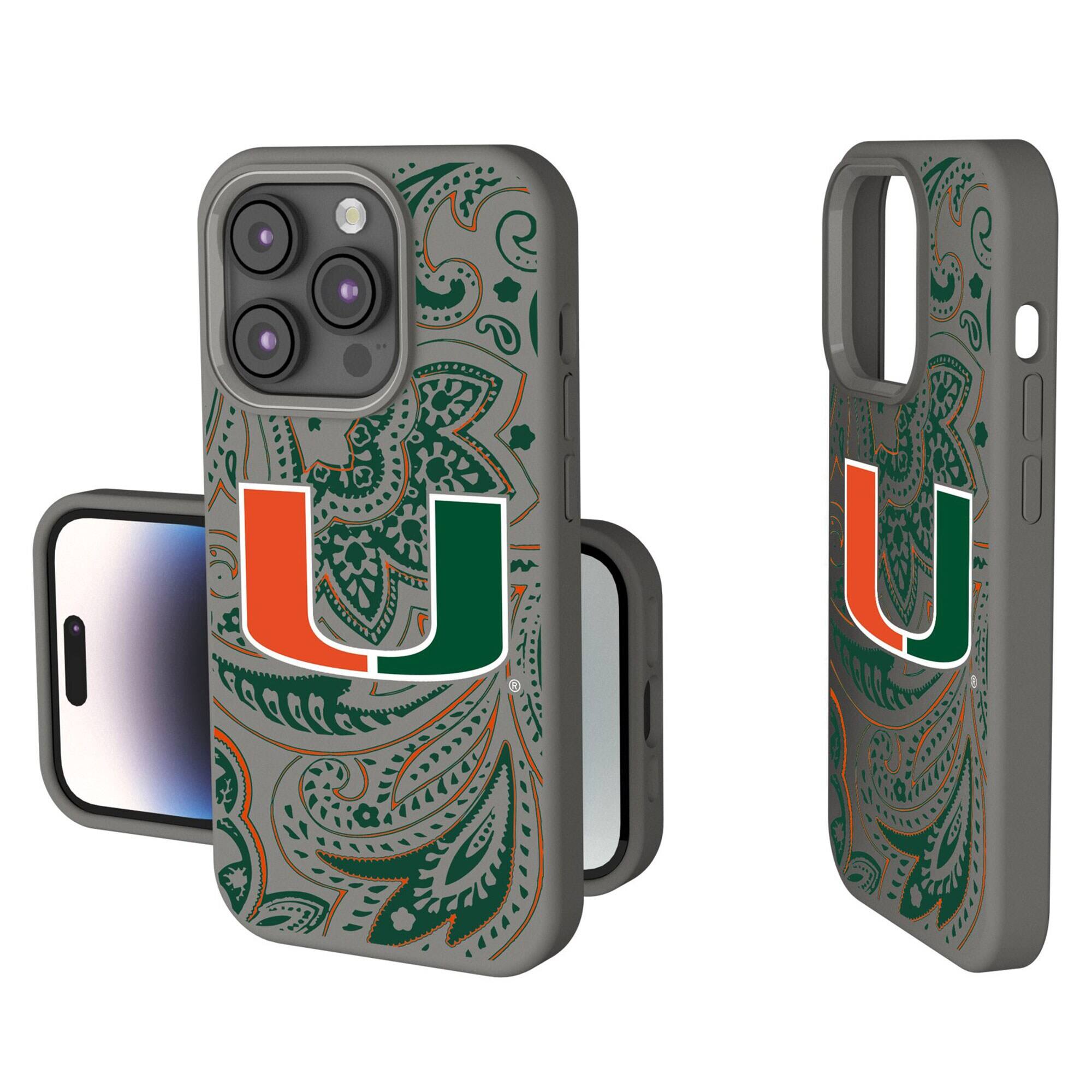 Keyscaper - NCAA - Miami Hurricanes Paisley iPhone Soft Touch Case - 15 - Gray