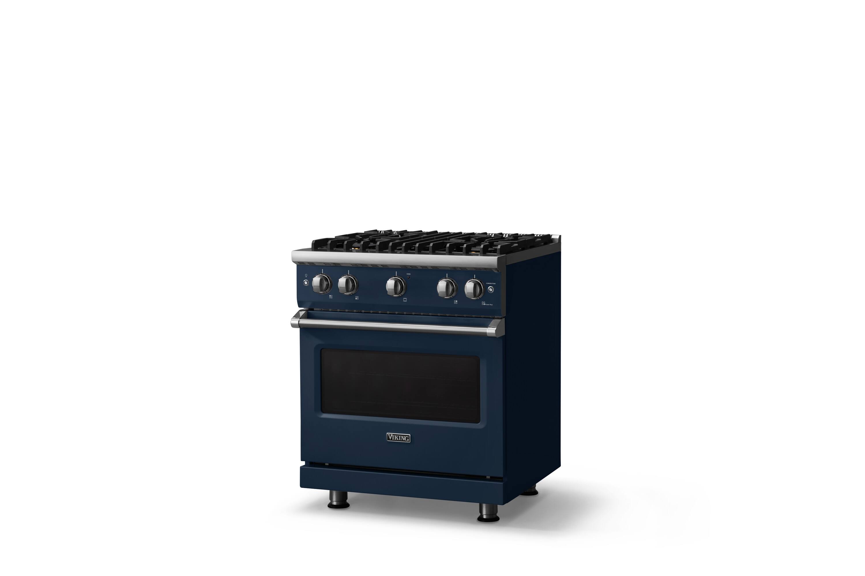 Angle. Viking - Pro 5 Series 4.0 Cu. Ft. Freestanding Sealed 4 Burner Liquid Propane Gas Convection Range - Slate Blue - Slate Blue.