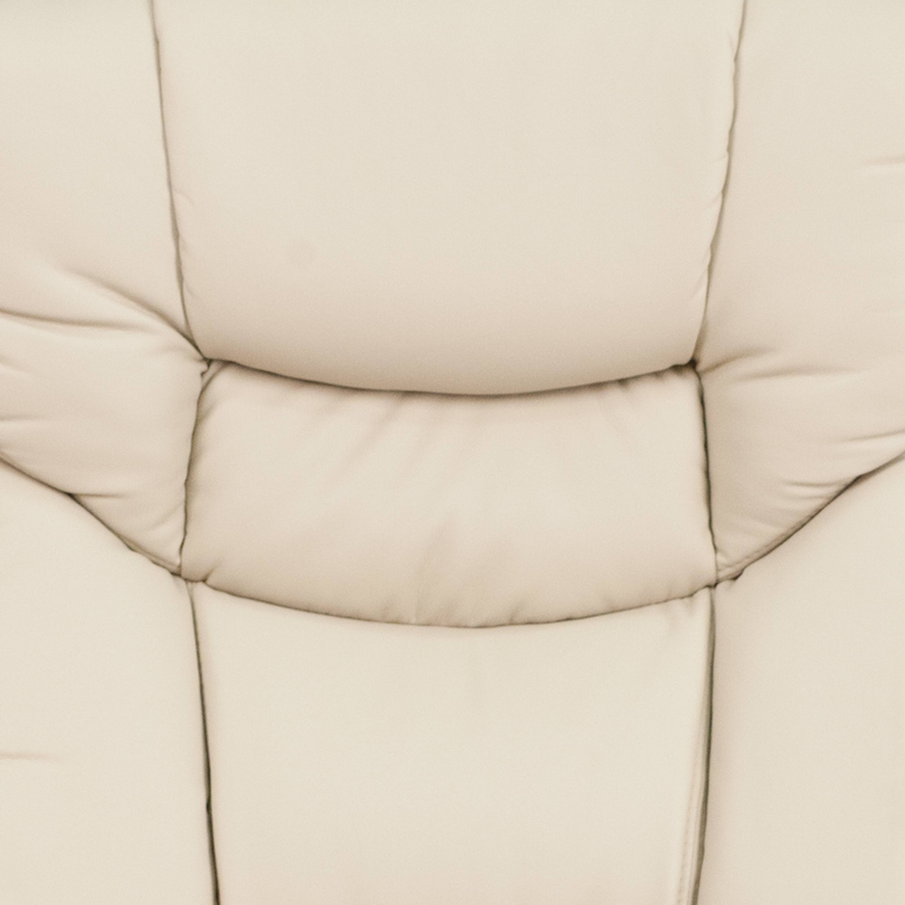 Alt View 19. Alamont Home - Allie Beige LeatherSoft Multi-Position Recliner &Curved Ottoman w/Mahogany Wood Base - Beige.