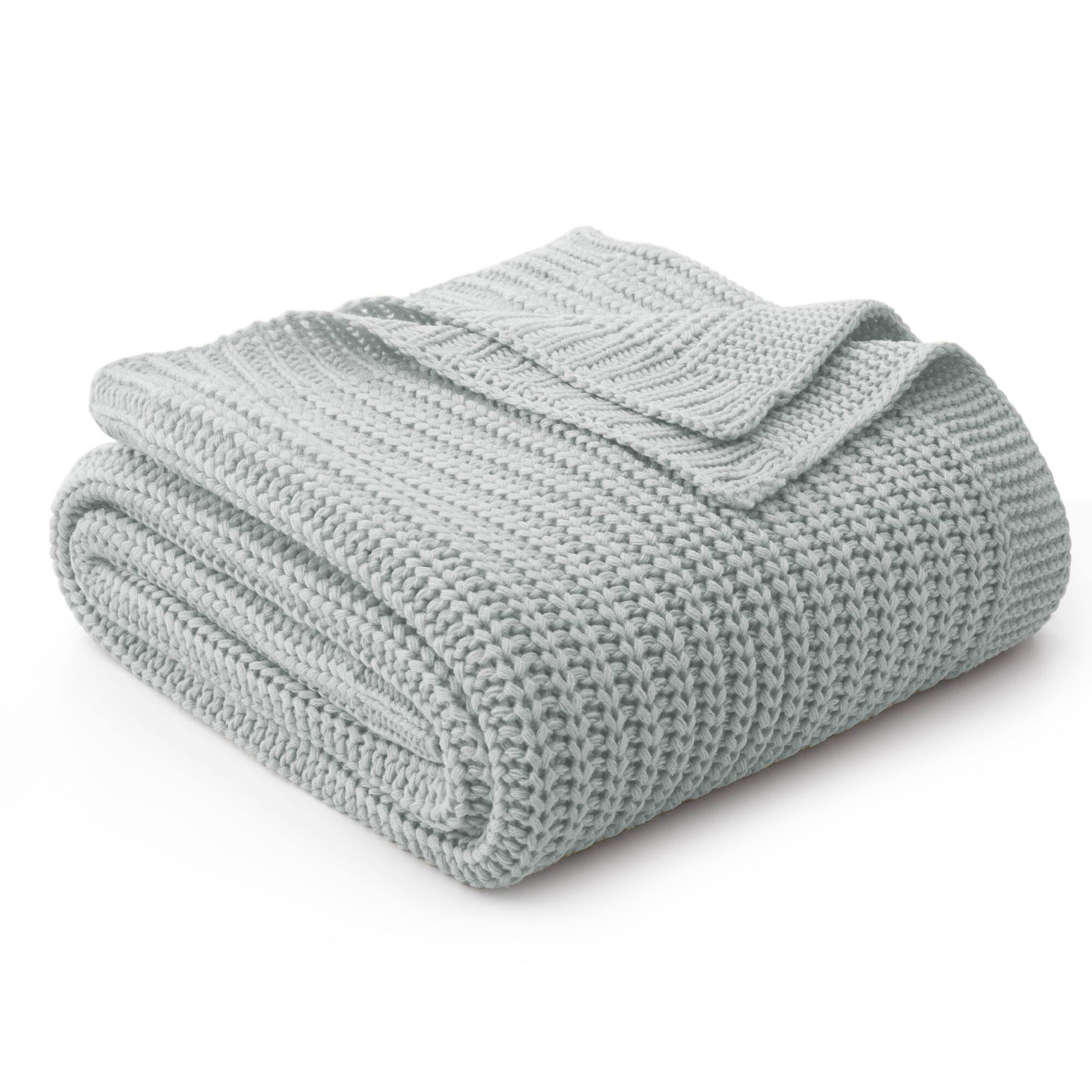 Alt View 1. Peace Nest - Peace Nest 50"x60" Chunky Knit Throw Blanket Warm Comfort Woven Blanket, Light Grey - Light Grey.