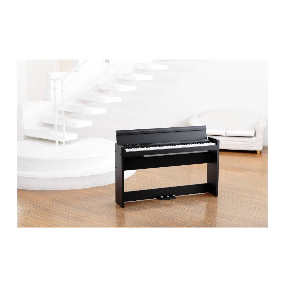 Angle. Korg - Korg LP-380 U 88-Key Digital Piano (Black) with Flip-Top Bench and Headphones.