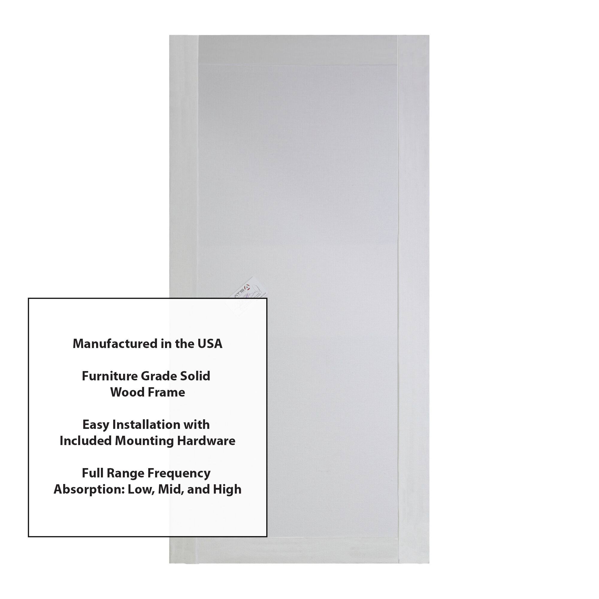 Manufactured in the USA  
Furniture Grade Solid Wood Frame  
Easy Installation with Included Mounting Hardware  
Full Range Frequency Absorption: Low, Mid, and High