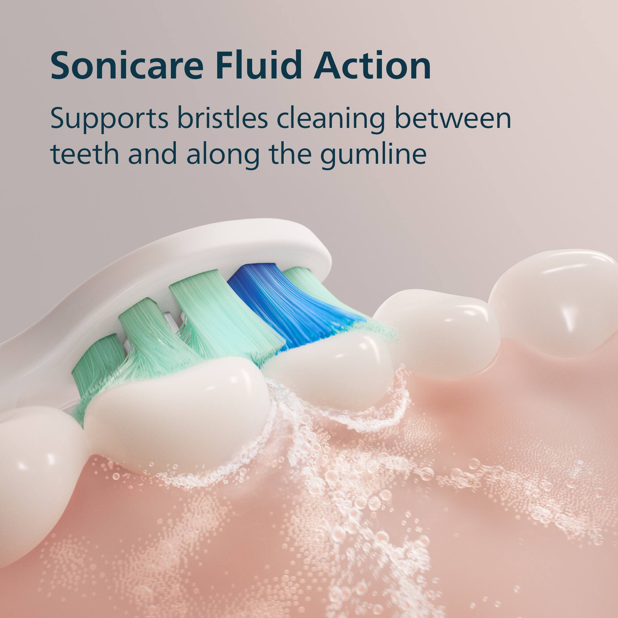 Sonicare Fluid Action  
Supports bristles cleaning between teeth and along the gumline