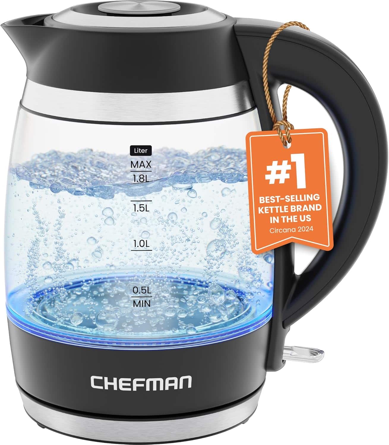 #1 BEST-SELLING KETTLE BRAND IN THE US
Circana 2024
LITER
MAX 1.8L
1.5L
1.0L
0.5L MIN
CHEFMAN