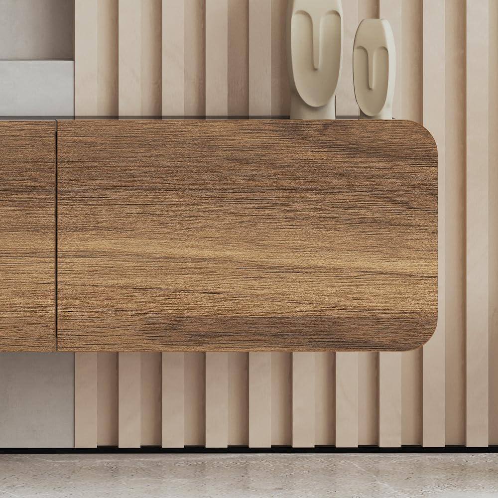 Alt View 4. Atelier Mobili - Floating TV Console for up to 80 inch TV and Under TV Cabinet (Walnut) - Walnut.