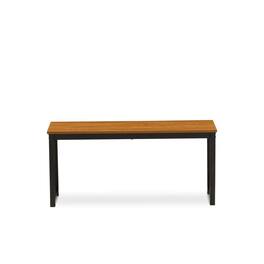 East West Furniture - Parmer 3 Pc Kitchen Set - 1 Modern Dining Table and 2 Mid Century Benches in Powder Coating Black Color and Wood - Brown