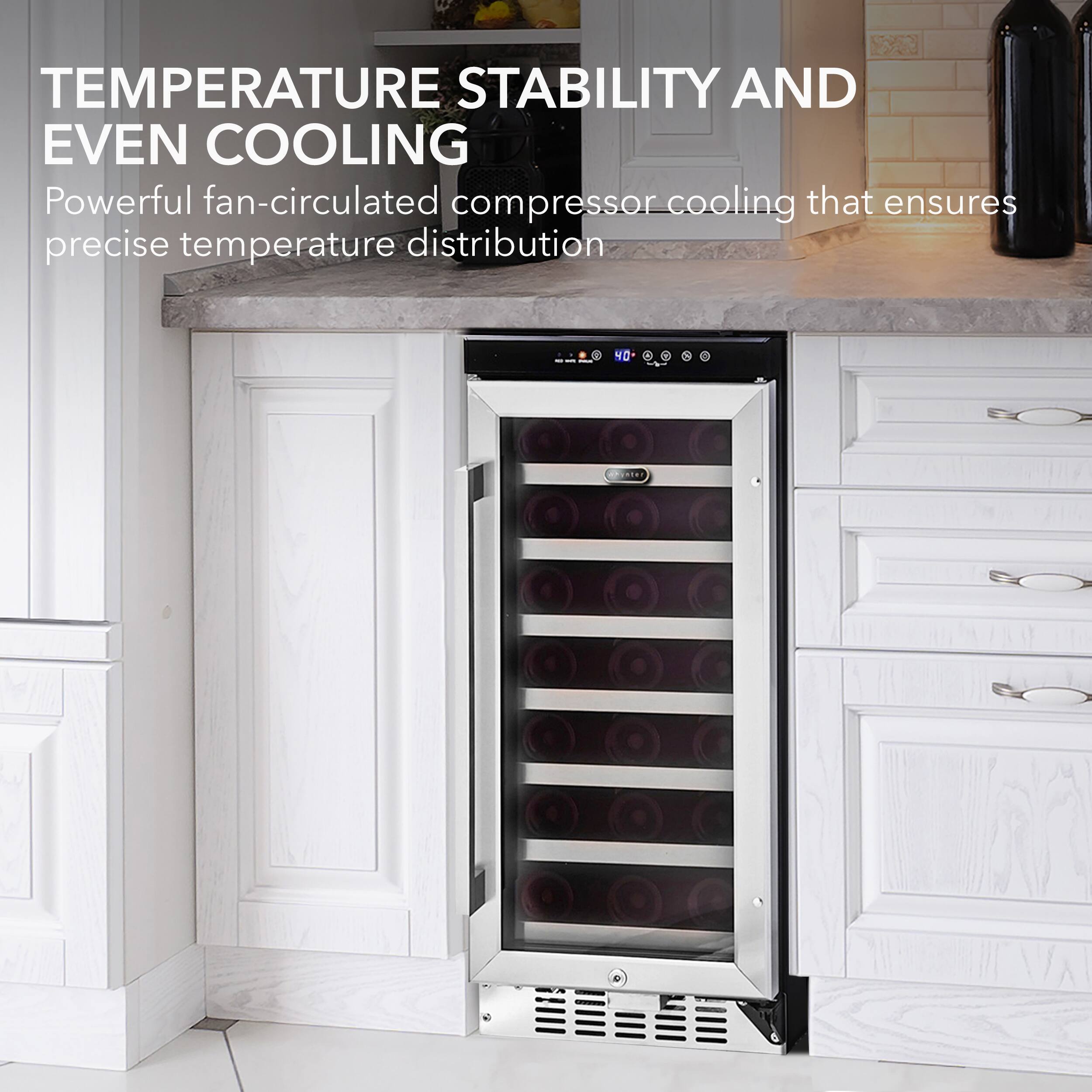 Left. Whynter - 33-Bottle Wine Refrigerator - Stainless steel.
