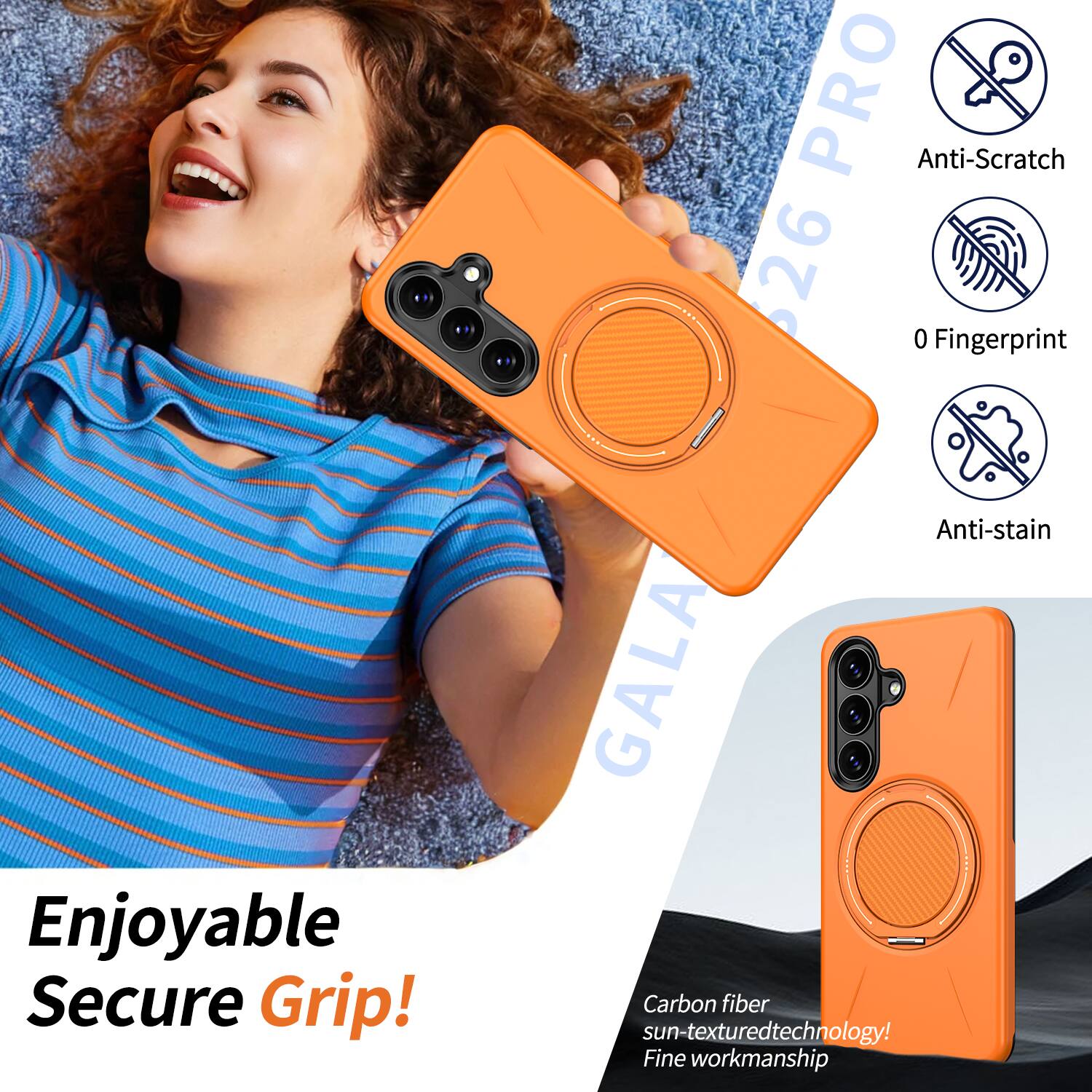 PRO Anti-Scratch 626 0 Fingerprint Enjoyable Secure Grip! Anti-stain GALA Carbon fiber sun-textured technology! Fine workmanship