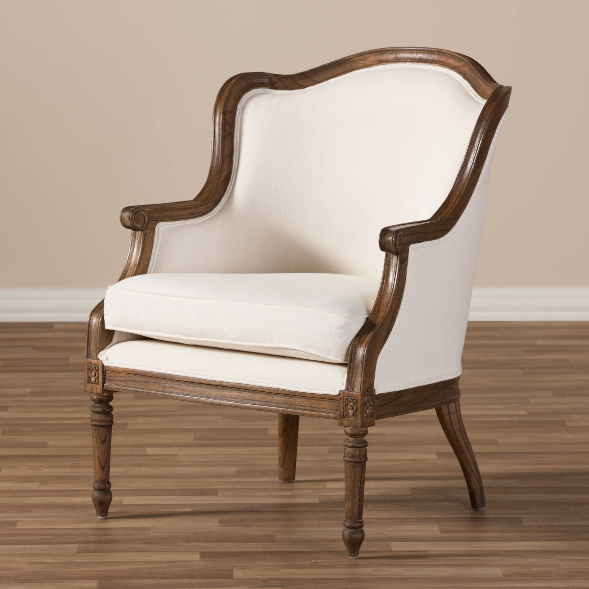 Alt View 3. Baxton Studio - Charlemagne Traditional French Accent Chair- - White.