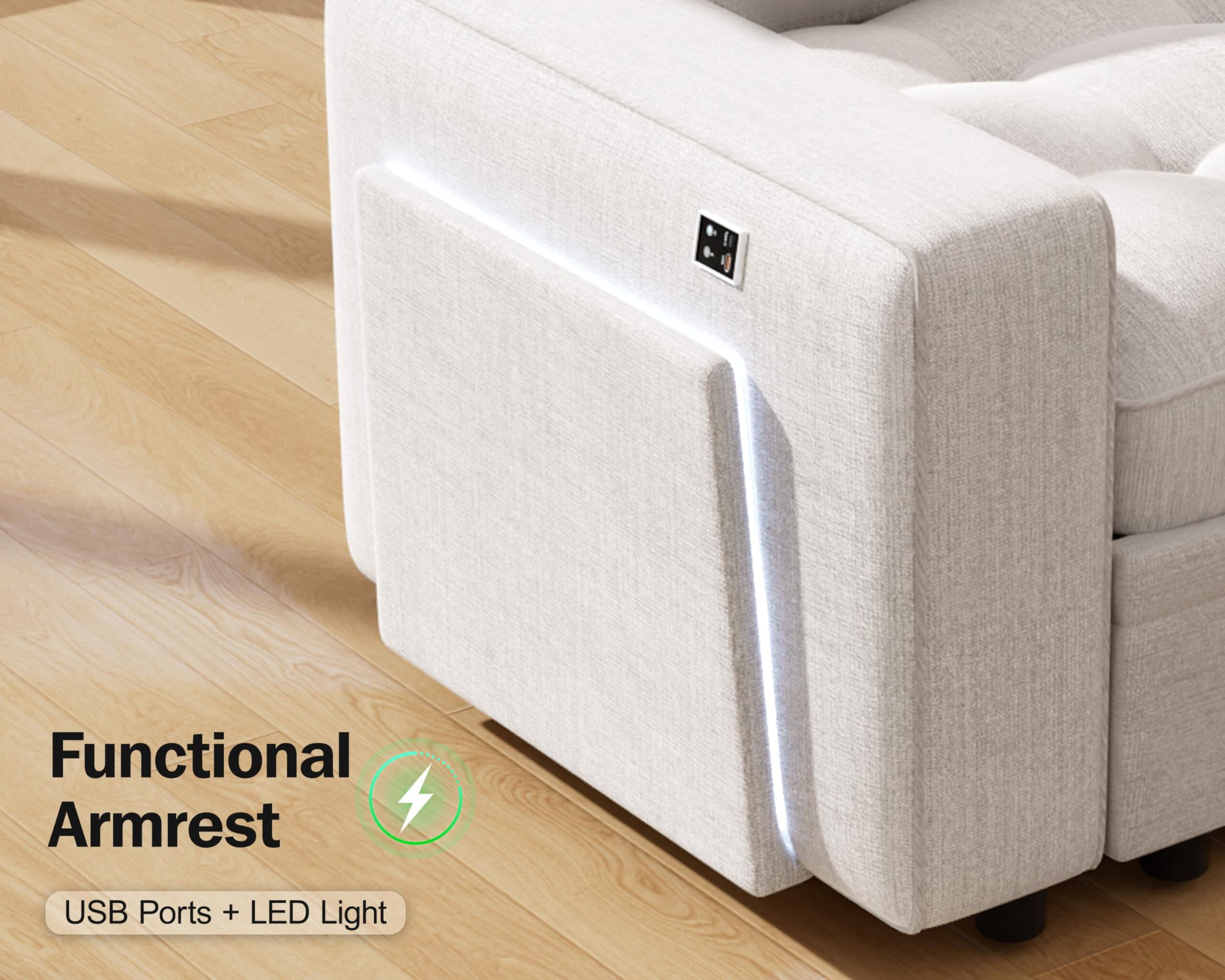 Functional Armrest  
USB Ports + LED Light