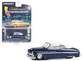 Greenlight - 1950 Mercury Eight Chopped Top Convertible Dark Blue/Light Blue with White Top "California Lowriders" Series 4 1/64 - Dark Blue Metallic With Light Blue And White