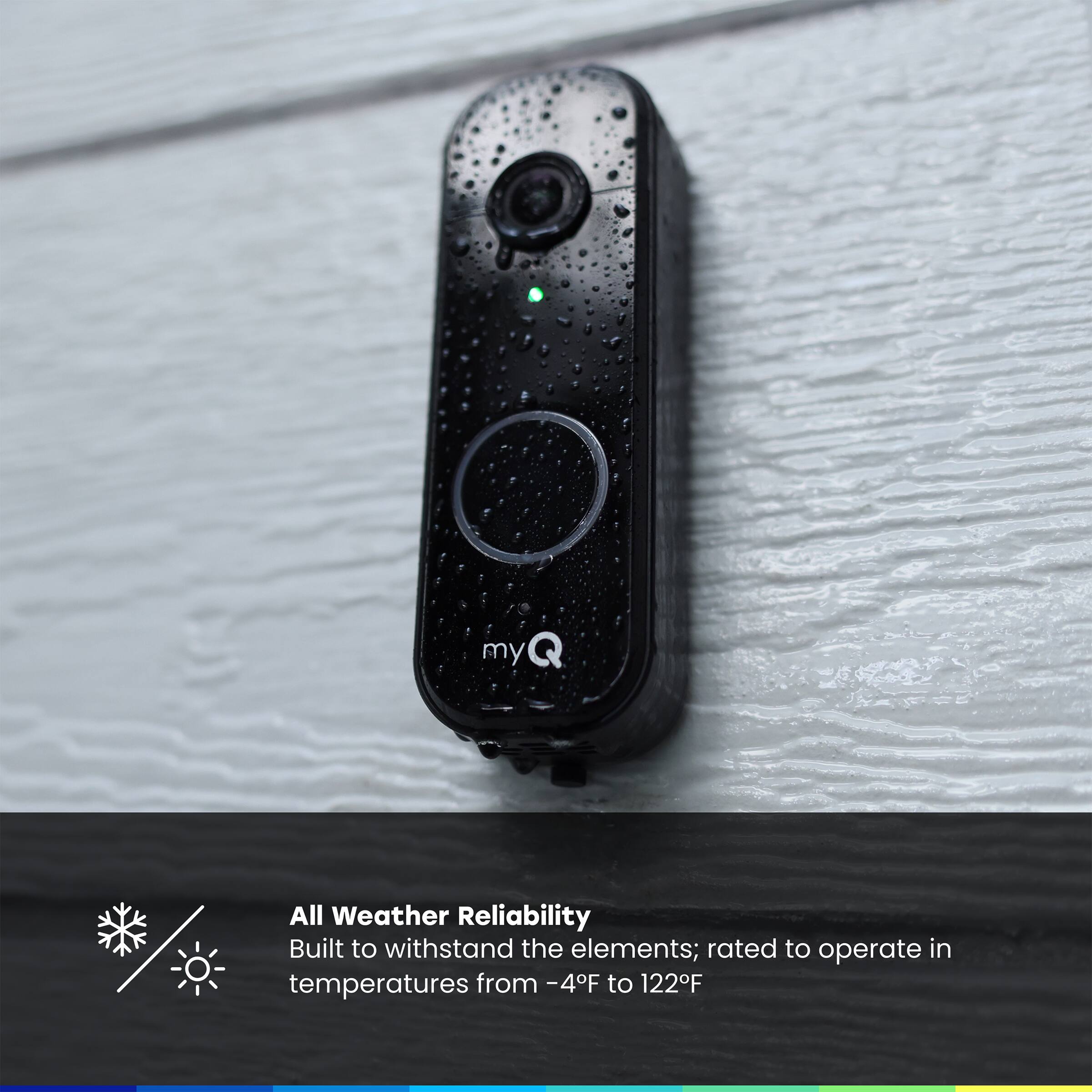 myQ All Weather Reliability Built to withstand the elements; rated to operate in temperatures from -4°F to 122°F