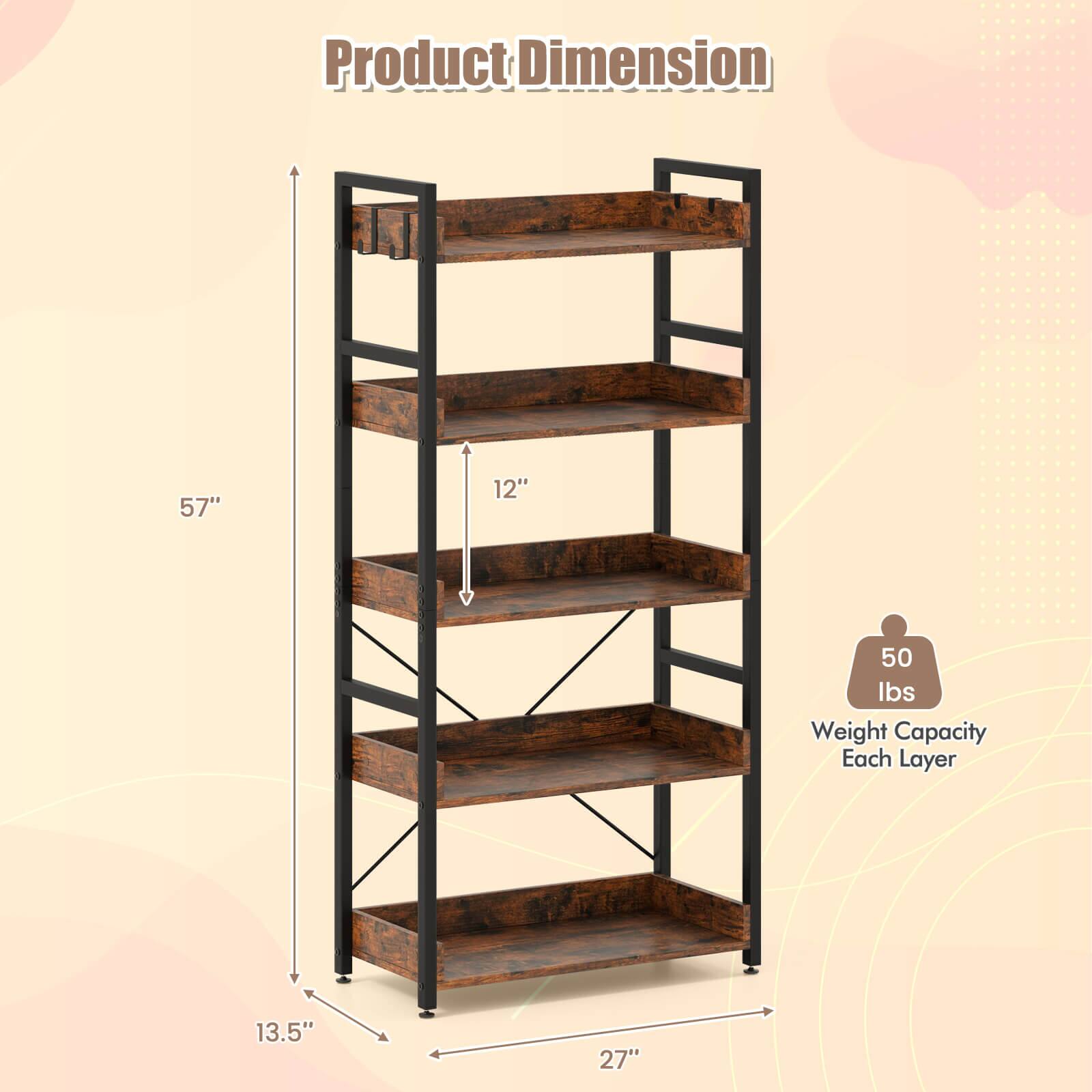 Product Dimension 57" 12" 13.5" 27" 50 lbs Weight Capacity Each Layer