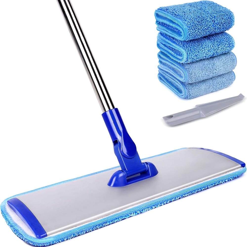 Schertz - 18" Professional Microfiber Mop - Stainless Steel Handle, 4 Reusable Pads