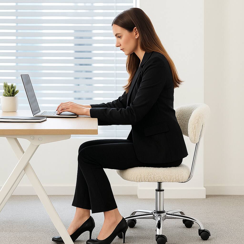 Angle. Hivvago - Adjustable Sherpa Swivel Desk Chair for Home Office - White.