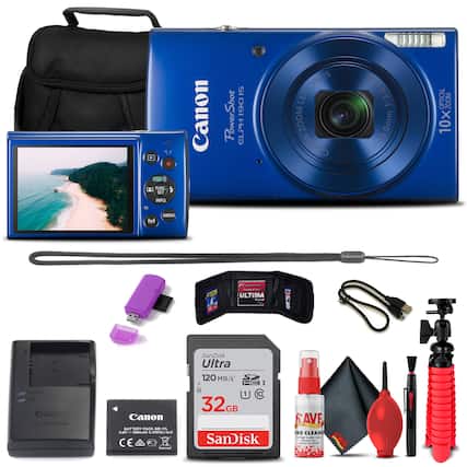 Canon PowerShot ELPH 190 IS
12.0MP LENS 10x OPTICAL ZOOM
5.9-59.0mm 1:3.0-5.9
AUTO FUNC SET INFO MENU
Canon BATTERY PACK NB-11L
SanDisk Ultra 120 MB/s 32GB
ULTIMA BATTERY PACK NE-TL
SAVE ELECTRONICS LENS CLEANER
Canon CHARGER
Canon PowerShot ELPH 190 IS Accessories:
- Carrying Case
- USB Cable
- Lens Cleaning Kit
- Tripod Adapter