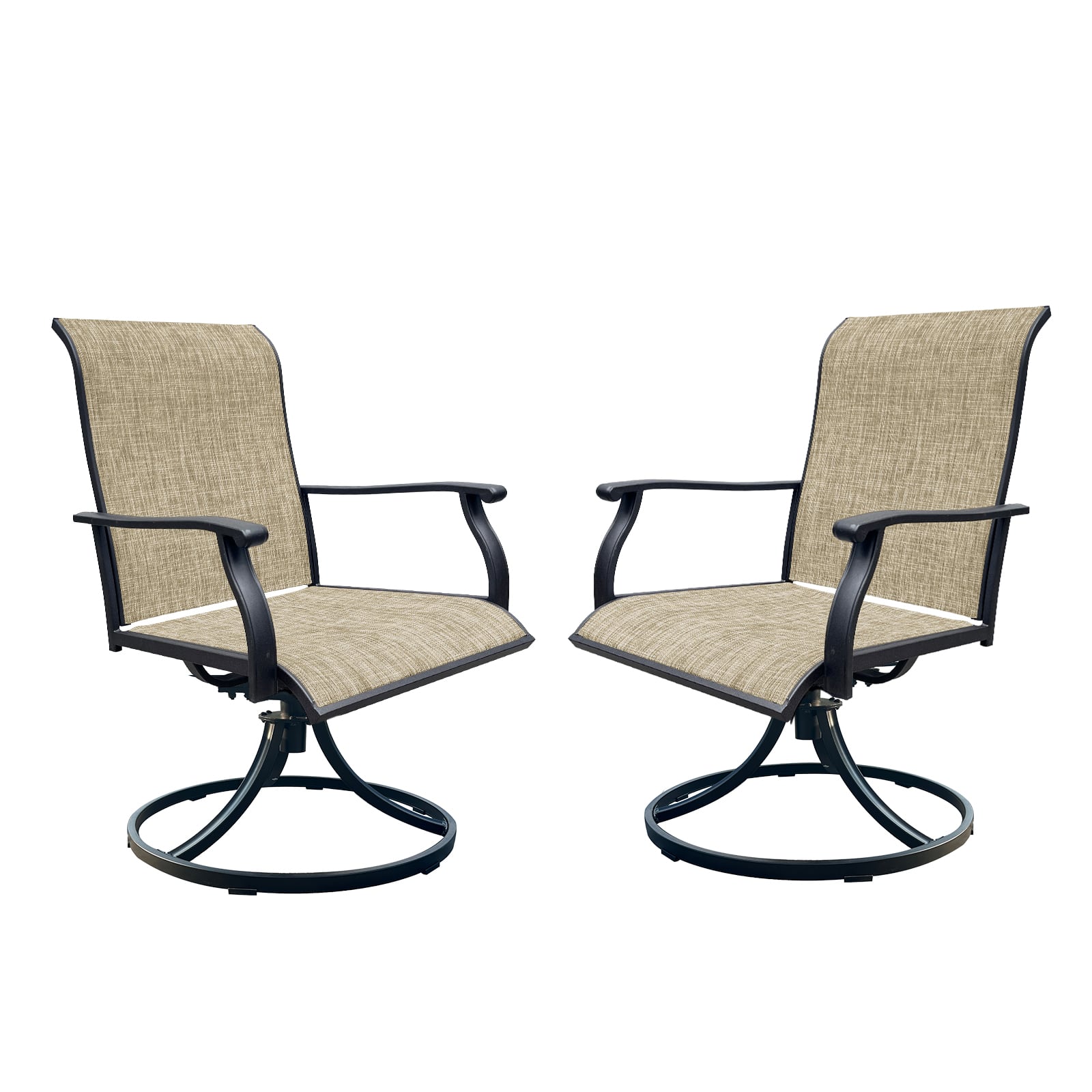 Mondawe - Set of 2 Swivel Breathable Textilene Dining Chairs - Black+Brown