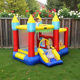 BreeBe - Deluxe Kids Inflatable Bounce Castle with Slide, No Blower Included - Multicolor