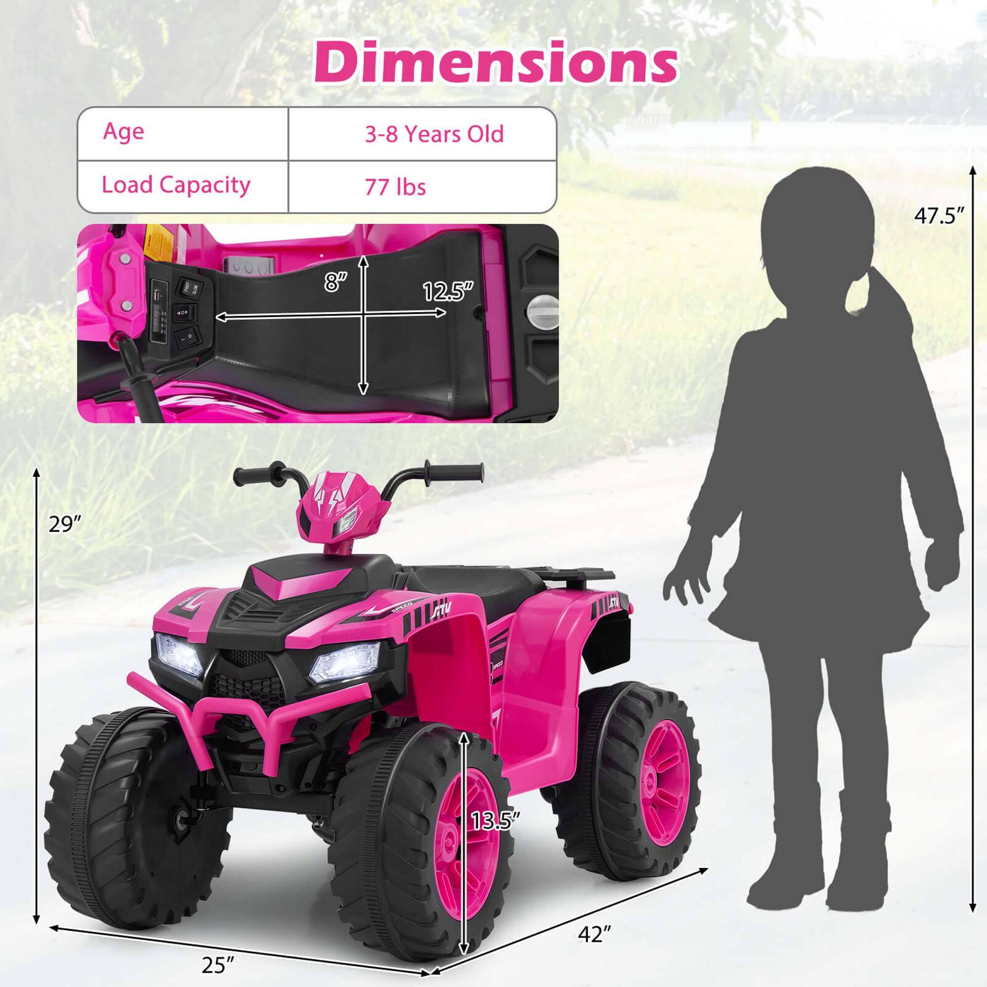 Dimensions  
Age: 3-8 Years Old  
Load Capacity: 77 lbs  

47.5"  
8"  
12.5"  
29"  
13.5"  
25"  
42"