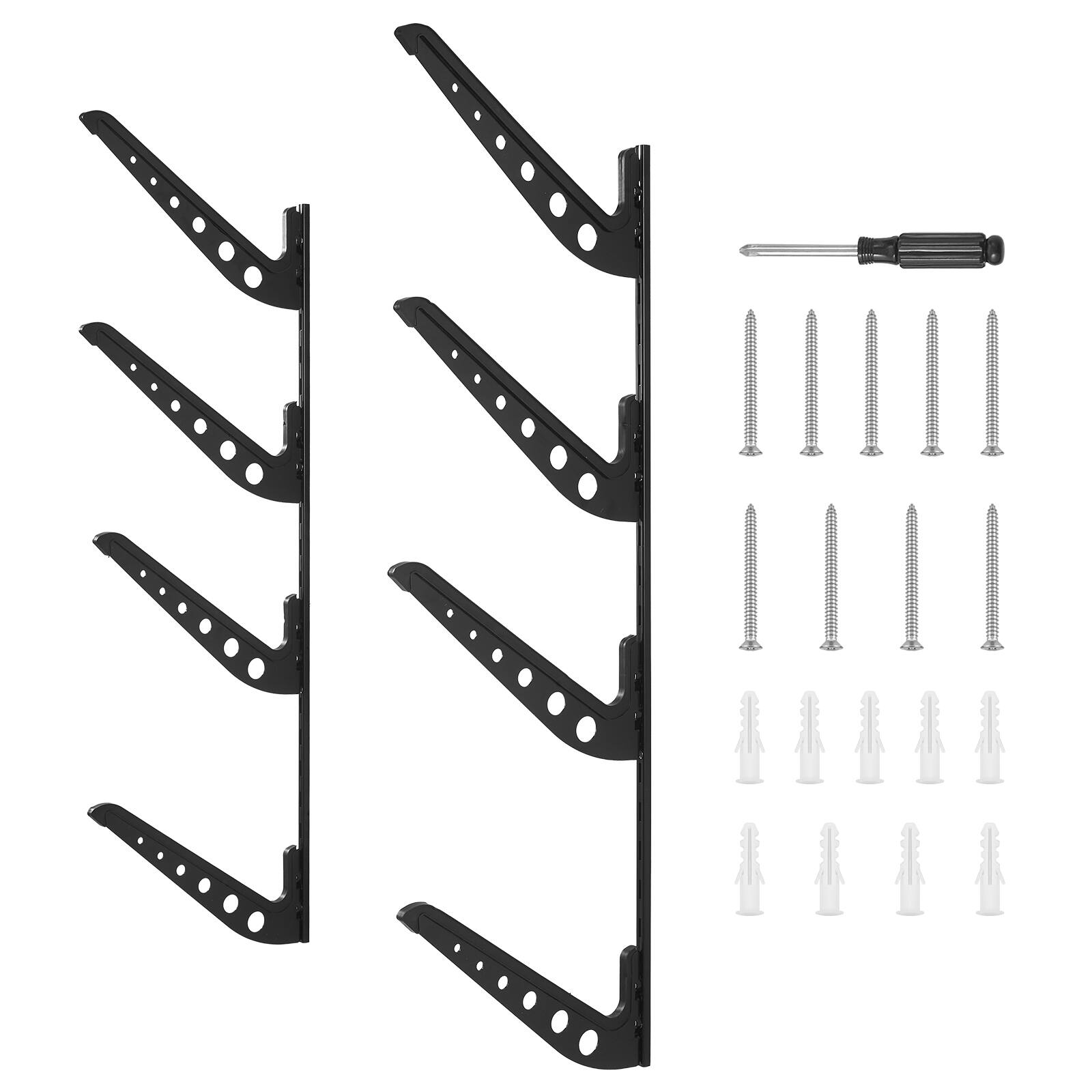 Alt View 5. VEVOR - Surfboard Wall Mount, 4 Tiers Horizontal Surfboard Rack for Storage and Display, Adjustable Height Metal Board Stand - Black.