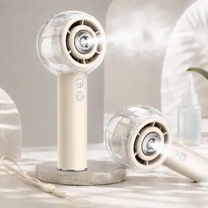 Front. Anysun - Misting Handheld Portable Fan with 4 Strong Wind, 6000mAh Rechargeable Powerful, Mini Small Hand & Pocket Fan - Ivory.