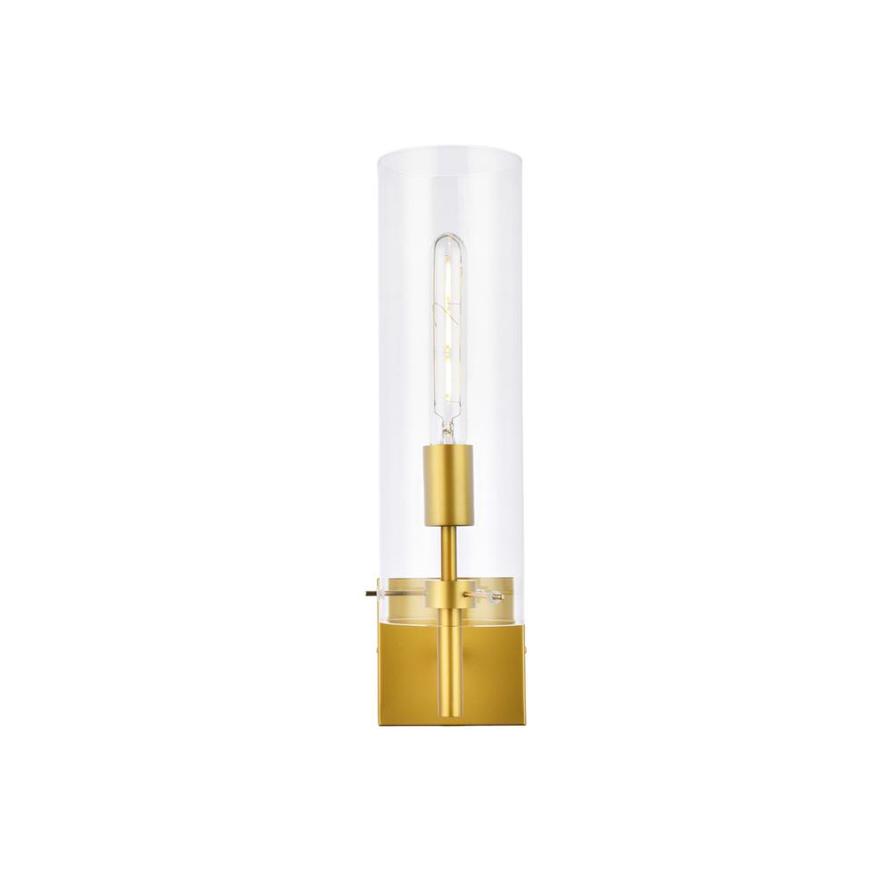 Alt View 4. Living District - Savant 1 light brass wall sconce - Brass And Clear.