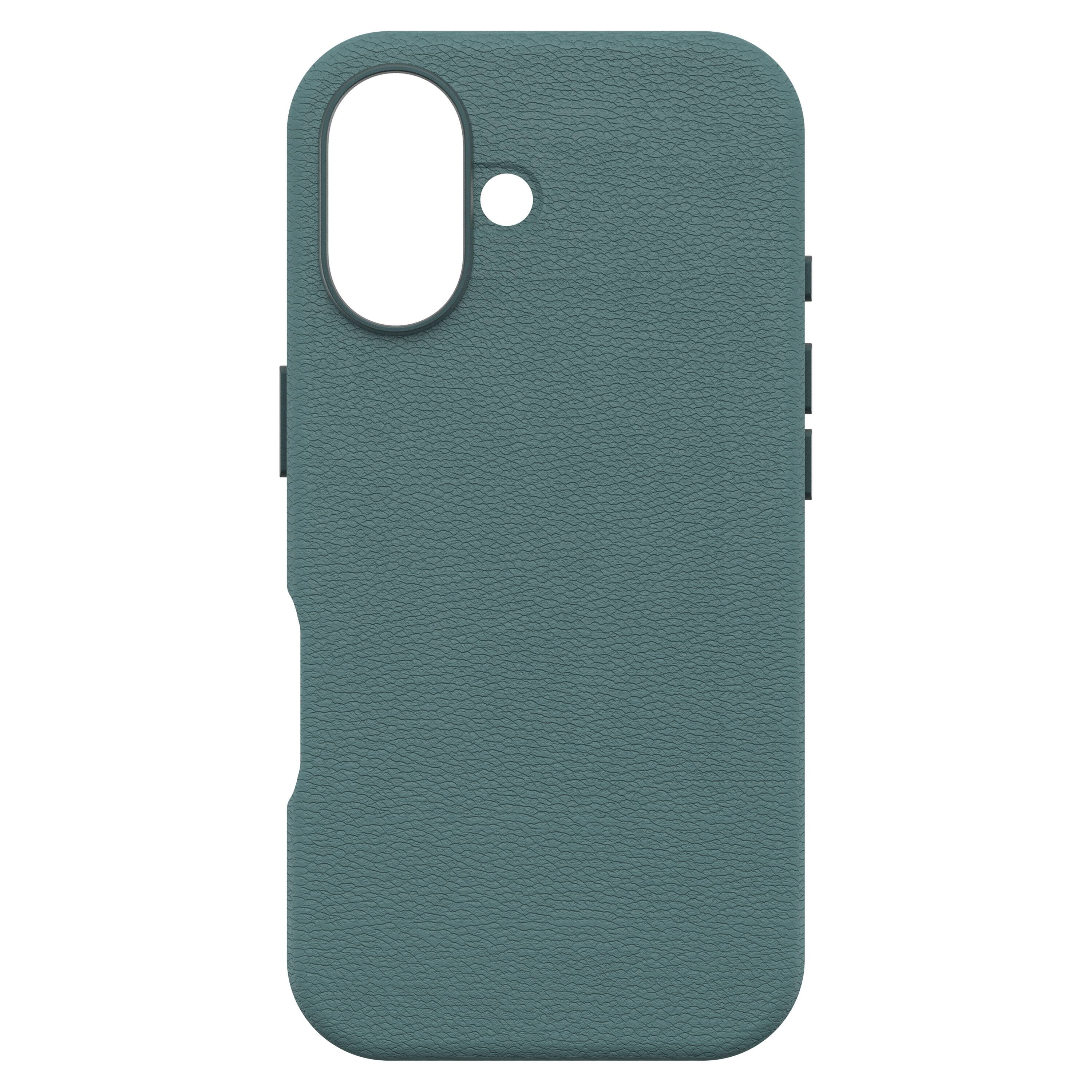Angle. OtterBox - Symmetry Cactus Leather Series Hard Shell for MagSafe for Apple iPhone 16 - Juniper Sprig.