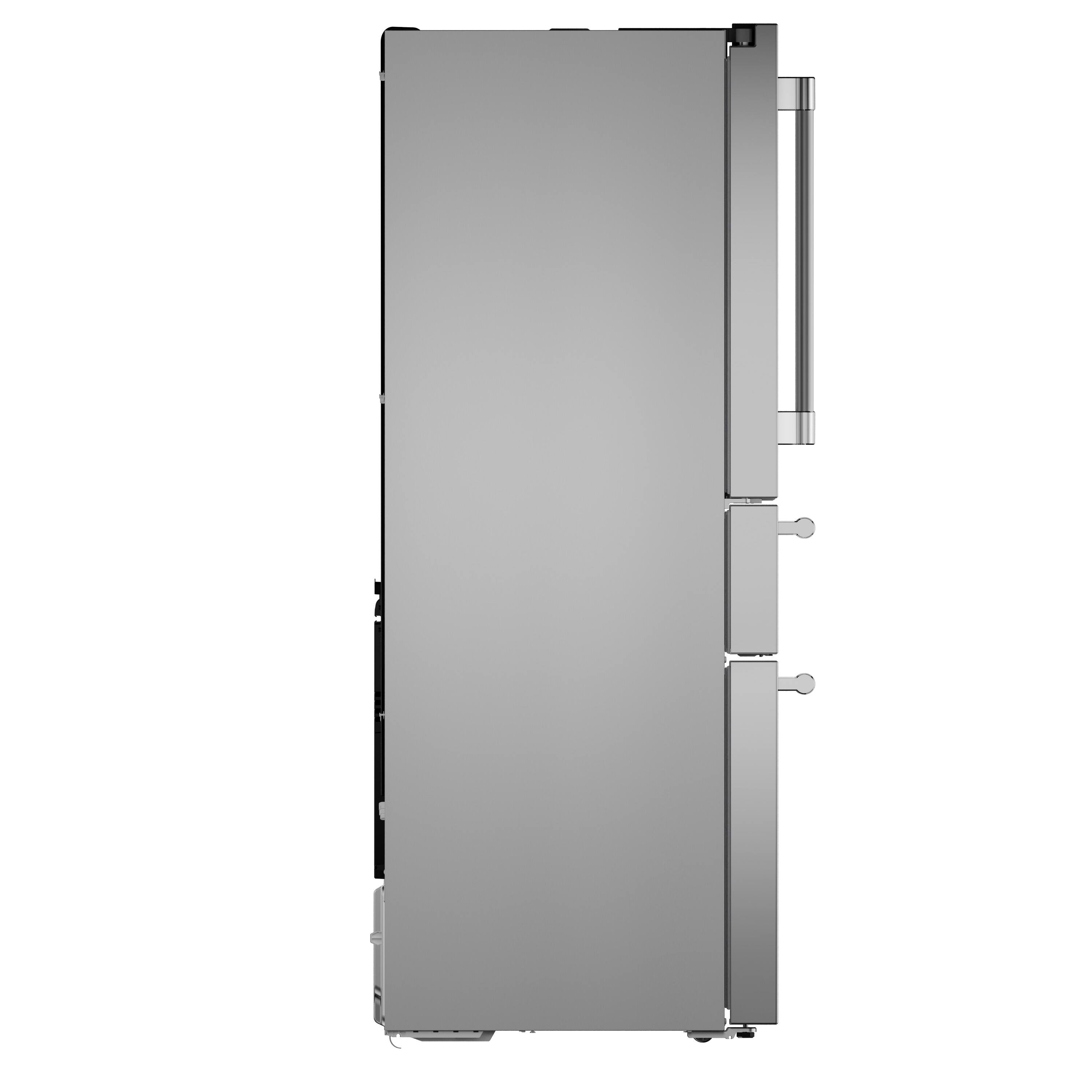 Angle. Thermador - Professional 20.4 cu. Ft. French Door Bottom Freezer Counter-Depth Smart Refrigerator with ThermaFresh - Stainless Steel.