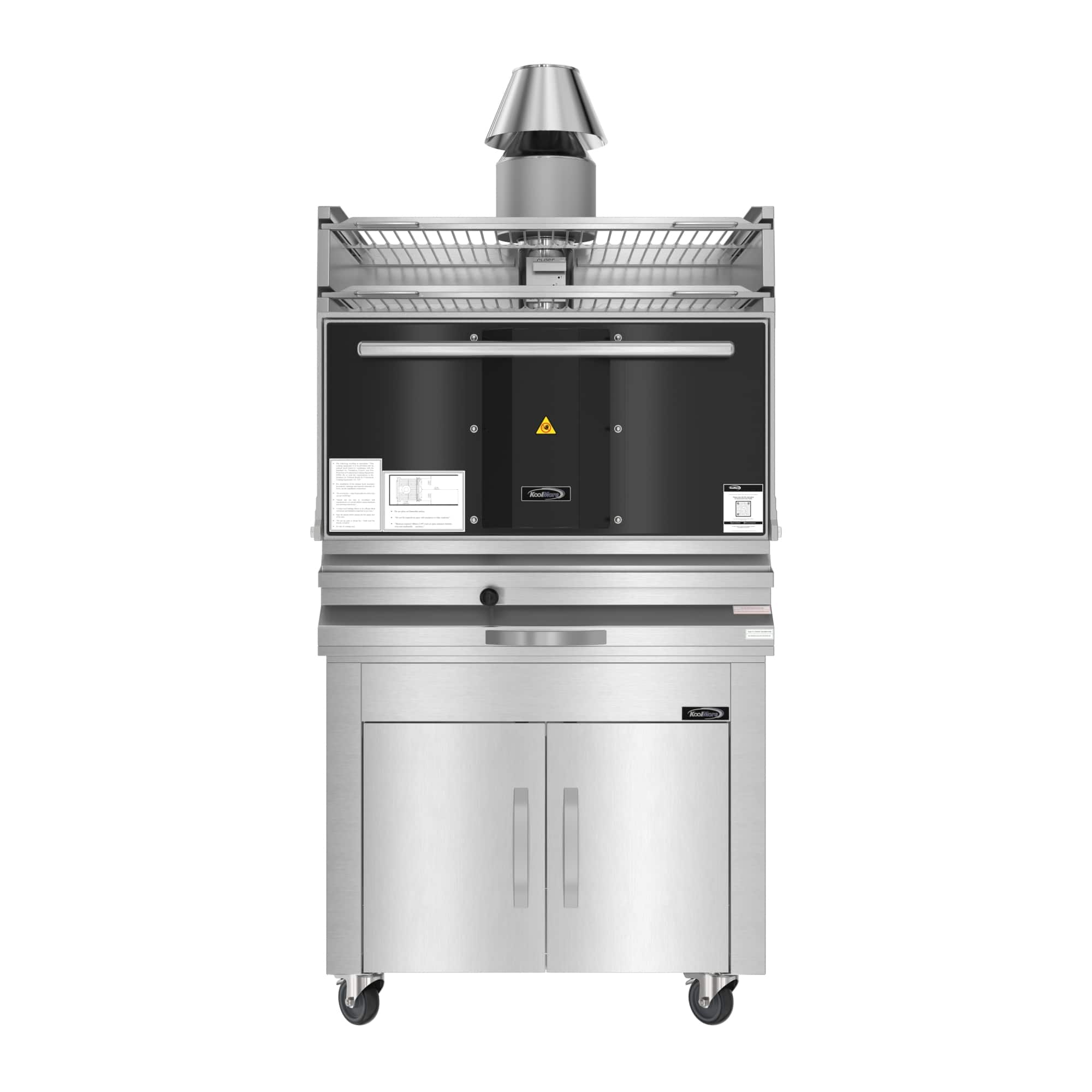 Koolmore - 35 inch Professional Charcoal Oven With Warming Racks And Bottom Cabinet - Stainless Steel