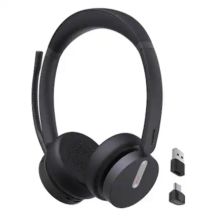 Front. Yealink - Yealink 1208703 BH70 Dual Wireless Bluetooth Headset with Mic for Work, Microsoft Teams Certified, USB-C/A.