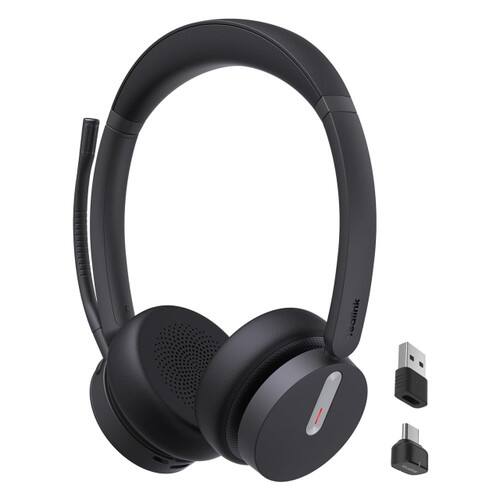Front. Yealink - Yealink 1208703 BH70 Dual Wireless Bluetooth Headset with Mic for Work, Microsoft Teams Certified, USB-C/A.