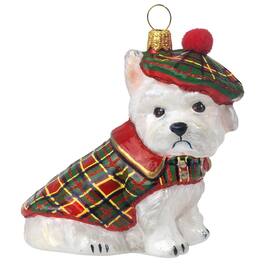 Joy to the World Collectibles - Joy to the World Westie Highlander Polish Glass Christmas Ornament - White
